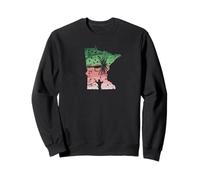 Vintage Big Fly Rainbow Trucha Minnesota Mapa Pesca con Mosca Sudadera