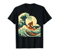 Vintage Bigfoot Surfing Japanese Wave Retro Sasquatch Graphi Camiseta