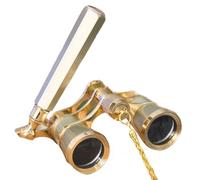 Vintage Binoculars - Compact Adjustable Handle Glasses for Theater Concerts | Metal Frame with Clear Optic Lens, Foldable Design, Portable Binocular for Outdoor Travel Cinema, Champagne White Black