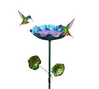 Vintage Bird Bath - Flower Iron Basin with Elegant Structure, Garden Feeding Bowl for Birds, Stylish Outdoor Bird Feeder, Weather Resistant Decorative Metal Bath for Details Backyard Park Landscaping
