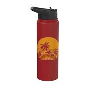 Vintage Birds Sunset Beach Palm Trees Stainless Steel Insulated Water Bottle