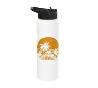 Vintage Birds Sunset Beach Palm Trees Stainless Steel Insulated Water Bottle