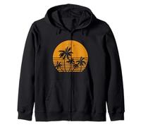 Vintage Birds Sunset Beach Palm Trees Sudadera con Capucha