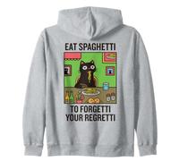 Vintage Black-Cat Pasta Humor Cena Italiana Gráfico Meme Sudadera con Capucha