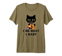 Vintage Black Cat Pizza Café I Do What I Want Funny My Cat Camiseta Premium