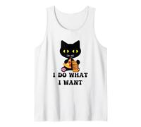 Vintage Black Cat Pizza Café I Do What I Want Funny My Cat Camiseta sin Mangas
