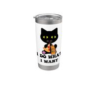 Vintage Black Cat Pizza Café I Do What I Want Funny My Cat Vaso térmico de acero inoxidable de doble pared