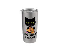 Vintage Black Cat Pizza Café I Do What I Want Funny My Cat Vaso térmico de acero inoxidable de doble pared