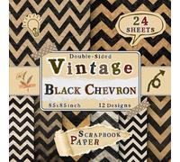 Vintage Black Chevron Scrapbook Paper: 24 Double-Sided Sheets with 12 Geometric Designs for Origami, Card Making, Collage, Decoupage & Mixed Media