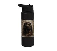 Vintage Black Jesus Face of Jesus Cross with Crown of Thorns Stainless Steel Insulated Water Bottle