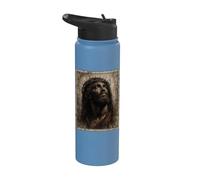 Vintage Black Jesus Face of Jesus Cross with Crown of Thorns Stainless Steel Insulated Water Bottle