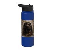 Vintage Black Jesus Face of Jesus Cross with Crown of Thorns Stainless Steel Insulated Water Bottle