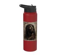 Vintage Black Jesus Face of Jesus Cross with Crown of Thorns Stainless Steel Insulated Water Bottle