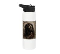 Vintage Black Jesus Face of Jesus Cross with Crown of Thorns Stainless Steel Insulated Water Bottle