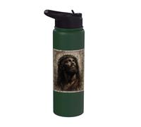 Vintage Black Jesus Face of Jesus Cross with Crown of Thorns Stainless Steel Insulated Water Bottle