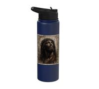 Vintage Black Jesus Face of Jesus Cross with Crown of Thorns Stainless Steel Insulated Water Bottle