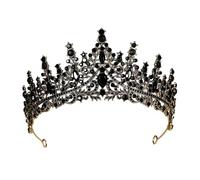 Vintage Black Rhinestone Crown Tiara Crystal Wedding Hair Accessories Women Headband Queen Princess Head Jewelry para Bodas