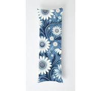 Vintage Blue Body Pillow Case Cover 70x90cm, Long Backrest Cushion Pillow Protector with Zipper, Decorative Bedding Pillowcase, Soft Body Pillow Cover for Couch Bedroom Floral