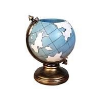 Vintage Blue Globe Pen Holder, Resin Desk Organizer for Pens, Pencils, Paperclips Scissors, Office School Supplies Estuche para lápices