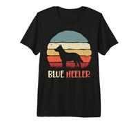 Vintage Blue Heeler Australiano Ganado Perro Retro Puesta del Sol 70 Camiseta Premium