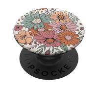 Vintage Boho Floral Pattern Retro Wildflower Garden PopSockets PopGrip Adhesivo