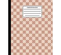 Vintage Boho Peach Floral Checkerboard Composition Book: Retro Aesthetic Daisy Pattern Journal: Cute Terracotta Geometric Grid Notebook for College ... Work | 120 College Ruled Pages, 7.5 x 9.25 in