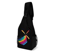 Vintage Bolsa De Hombro Vientos De Cambio Arcoíris Mochila De Hombro Exterior Bolso De Pecho Para Trabajo, Moto, Viajar