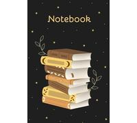 Vintage Book Stack Notebook - 6x9 Lined Journal, 150 Pages, Rustic Aesthetic with Leaves & Stars, Cozy Writing Stationery Gift, Boho Lined Paper Journal