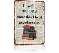 Vintage Bookish Tin Sign Waterproof for Bar Bathroom 8 X 12 in