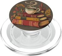Vintage Books and Coffee Art Floral Reading Flower PopSockets PopGrip para MagSafe