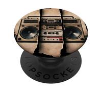 Vintage Boombox. Baraja de Cinta Musical clásica de los años 80 PopSockets PopGrip Adhesivo