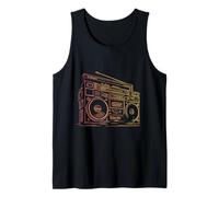 Vintage Boombox Line Art Ilustración | Retro Music Radio Ca Camiseta sin Mangas