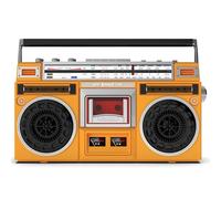 Vintage Boombox - Sistema estéreo retro con radio AM/FM, reproductor de CD, grabadora de cassette, entrada USB/SD, altavoces integrados y conector de auriculares de 3.5 mm, estilo años 80 para el