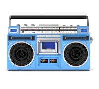 Vintage Boombox - Sistema estéreo retro con radio AM/FM, reproductor de CD, grabadora de cassette, entrada USB/SD, altavoces integrados y conector de auriculares de 3.5 mm, estilo años 80 para el