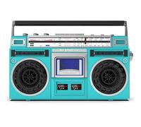 Vintage Boombox - Sistema estéreo retro con radio AM/FM, reproductor de CD, grabadora de cassette, entrada USB/SD, altavoces integrados y conector de auriculares de 3.5 mm, estilo años 80 para el