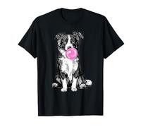 Vintage Border Collie Soplando Burbuja Perro Papá Mamá Dueño Camiseta