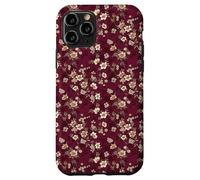 Vintage Borgoña Floral Patrón Elegante Rojo Wildflower Art Carcasa para iPhone 11 Pro