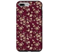 Vintage Borgoña Floral Patrón Elegante Rojo Wildflower Art Carcasa para iPhone 7 Plus/8 Plus