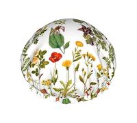 Vintage Botanical Wildflowers Gorro de ducha impermeable pequeño, Gorro de baño elástico Gorro de baño de protección ambiental Gorros de baño para el cabello, Capas impermeables dobles Gorro de duch