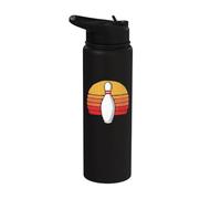 Vintage Bowling Pin & 80's Sun Retro Graphic Stainless Steel Insulated Water Bottle