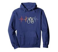 Vintage Boxing Heartbeat Boxer Combat Sports Sudadera con Capucha, Unisex para Adultos, Azul Marino, S