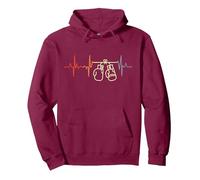 Vintage Boxing Heartbeat Boxer Combat Sports Sudadera con Capucha, Unisex para Adultos, Granate, S