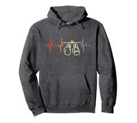 Vintage Boxing Heartbeat Boxer Combat Sports Sudadera con Capucha, Unisex para Adultos, Jaspeado Oscuro, L