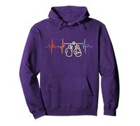 Vintage Boxing Heartbeat Boxer Combat Sports Sudadera con Capucha, Unisex para Adultos, Morado, M