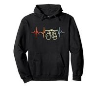 Vintage Boxing Heartbeat Boxer Combat Sports Sudadera con Capucha, Unisex para Adultos, Negro, XL