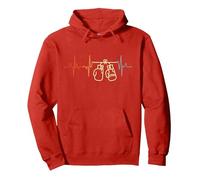 Vintage Boxing Heartbeat Boxer Combat Sports Sudadera con Capucha, Unisex para Adultos, Rojo, XL