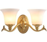 Vintage Brass 2 Light Wall White Flared Frosted Glass Shade Wall Light Fxture Nordic Wall Lamp for Farmhouse Warehouse Bedroom-Golden 2light(2light)