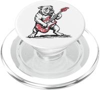Vintage Bulldog Tocando Guitarra, Hard Rock PopSockets PopGrip para MagSafe