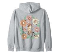 Vintage Bunny Bruja Montando Bicicleta Floral Sudadera con Capucha