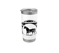 Vintage Caballo Atardecer Silueta Ecuestre Vaso térmico de acero inoxidable de doble pared